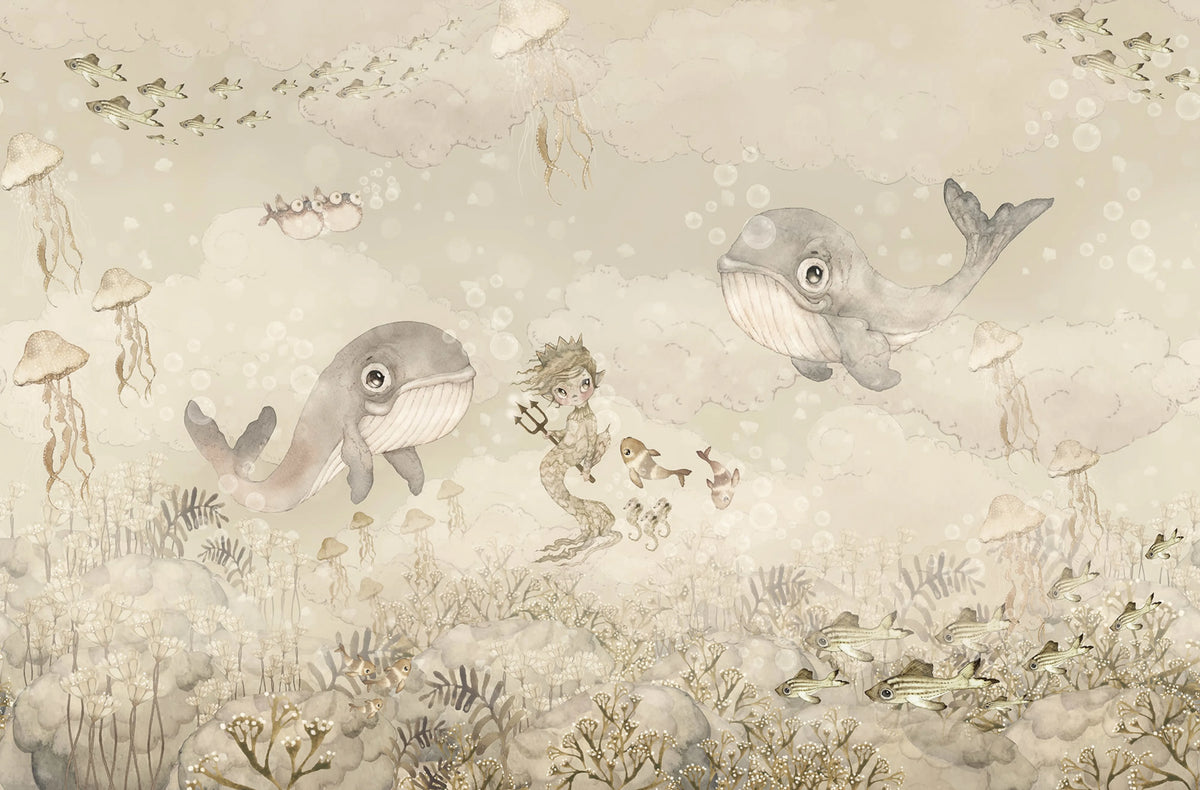 Water Song, Off White Mural Wallpaper - pure wallpaper artwork