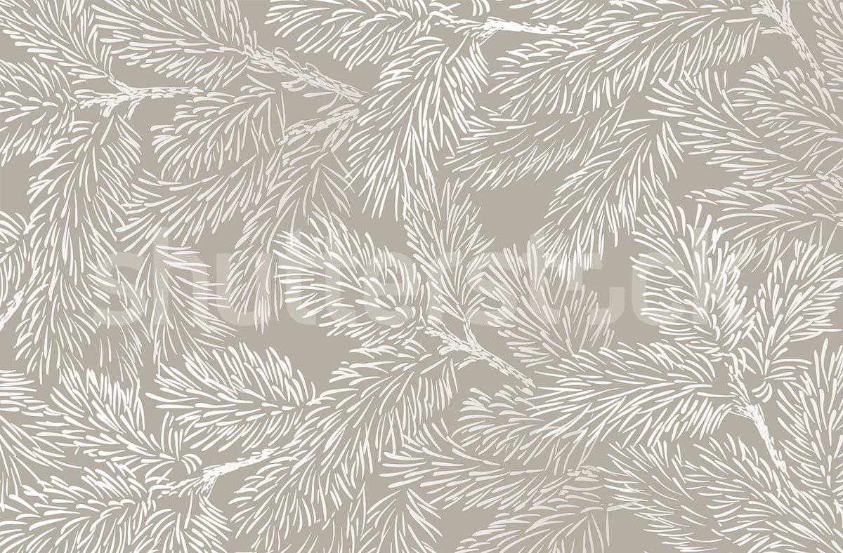 Fir Twig, Gray Mural Wallpaper - pure wallpaper artwork