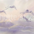 Flying Swans, Pastel Mural Wallpaper - pure wallpaper artwork