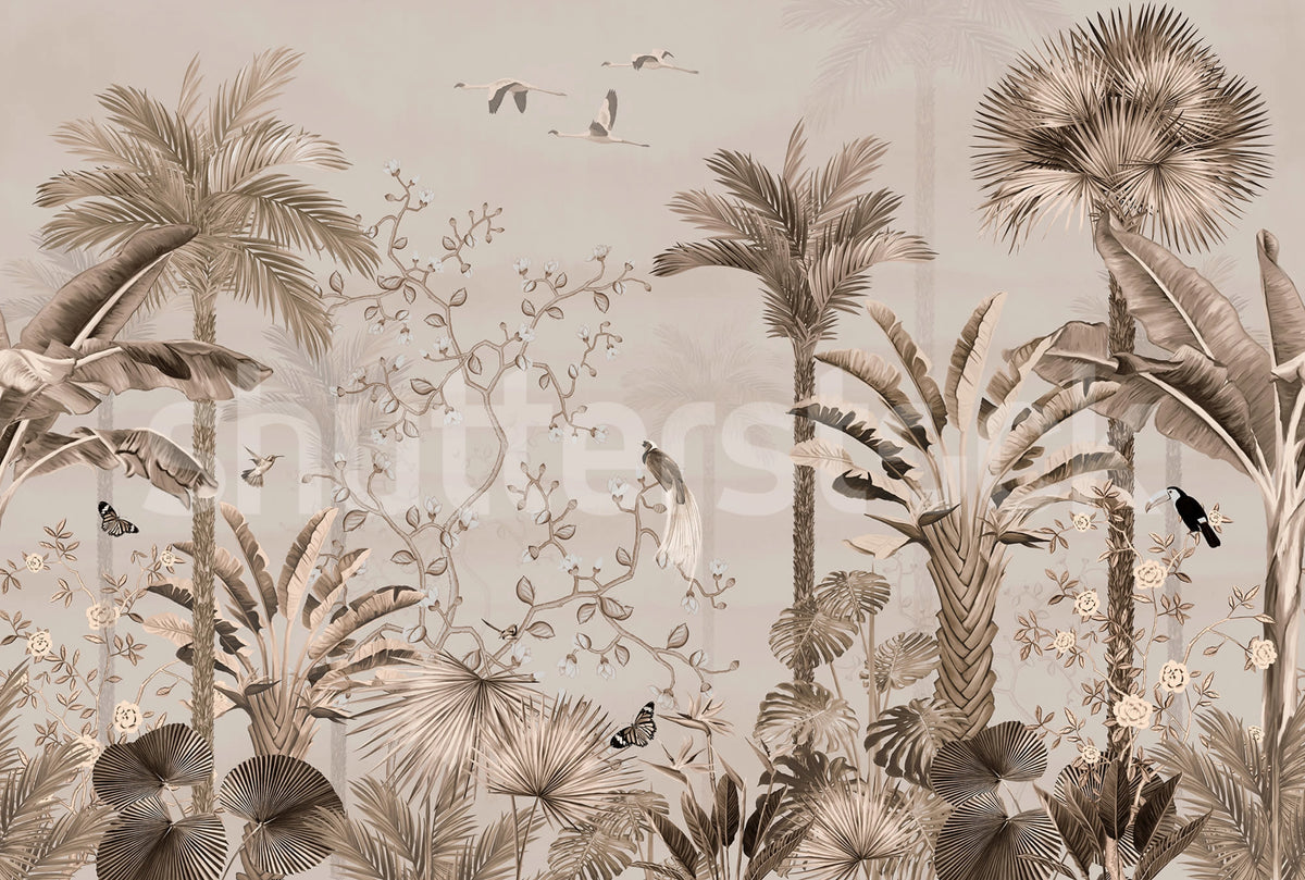 Magnolia Jungle, Beige Mural Wallpaper - pure wallpaper artwork