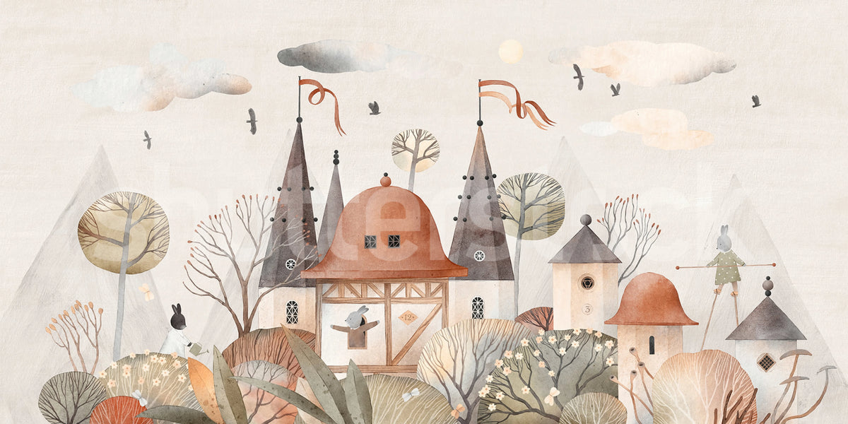 Rabbit Town, Autumn Mural Wallpaper - pure wallpaper artwork