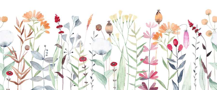 Watercolor Meadow, Pastel Mural Wallpaper