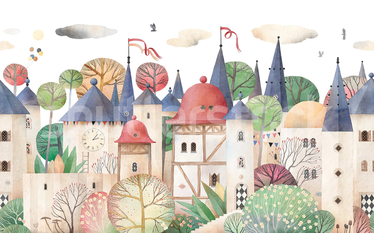 Old Town, Colorful Mural Wallpaper - pure wallpaper artwork