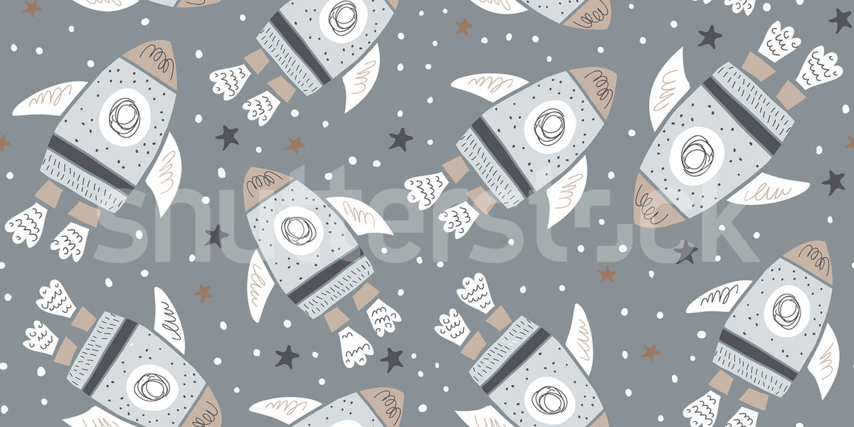 Rockets, Gray Mural Wallpaper - pure wallpaper artwork