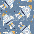 Rockets, Blue Mural Wallpaper - pure wallpaper artwork