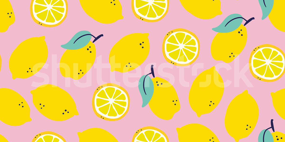 Lemons, Pink Mural Wallpaper - pure wallpaper artwork