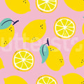 Lemons, Pink Mural Wallpaper - pure wallpaper artwork