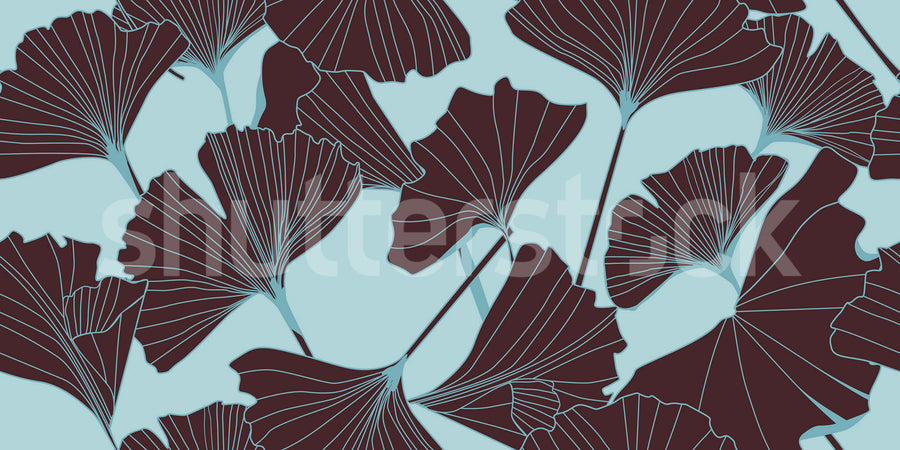 Big Ginko, Turquoise Mural Wallpaper