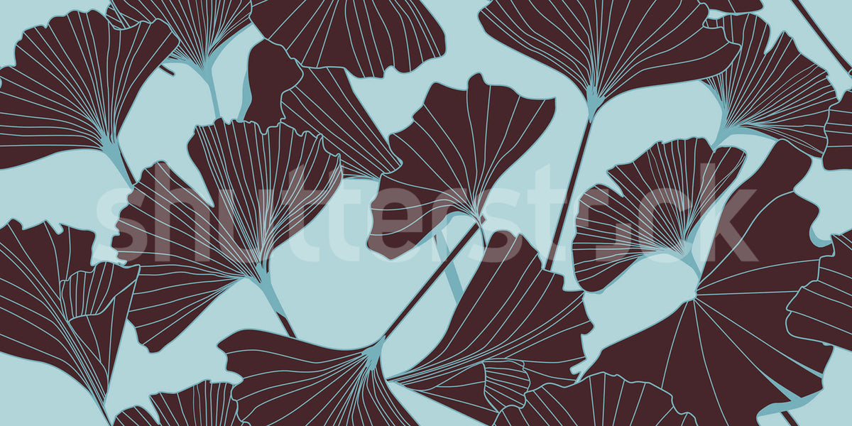 Big Ginko, Turquoise Mural Wallpaper - pure wallpaper artwork