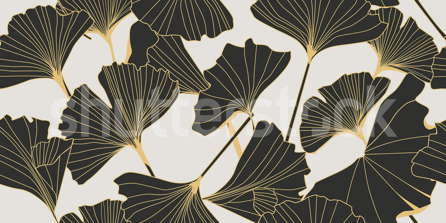 Big Ginko, Black & White Mural Wallpaper