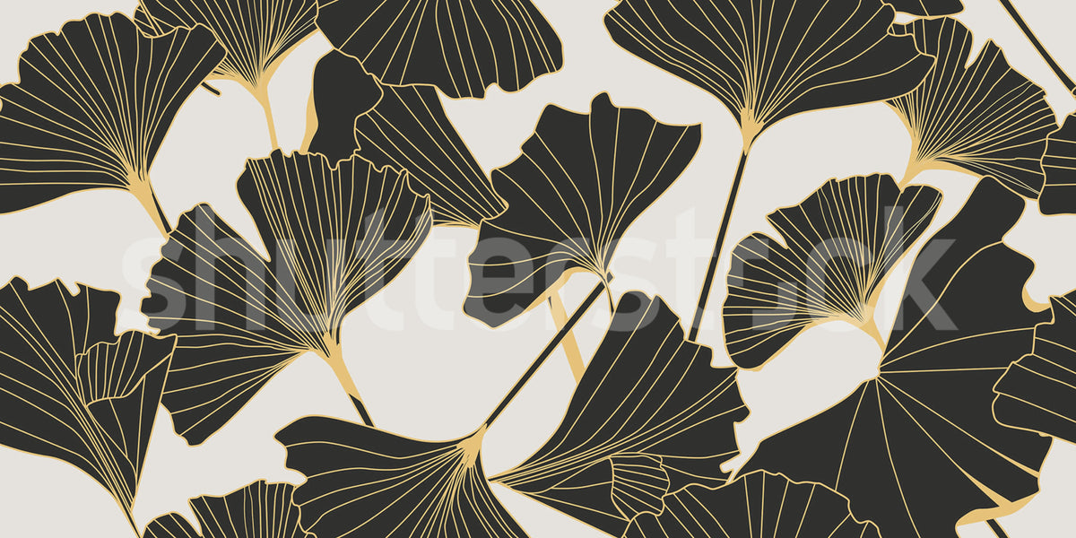 Big Ginko, Black & White Mural Wallpaper - pure wallpaper artwork