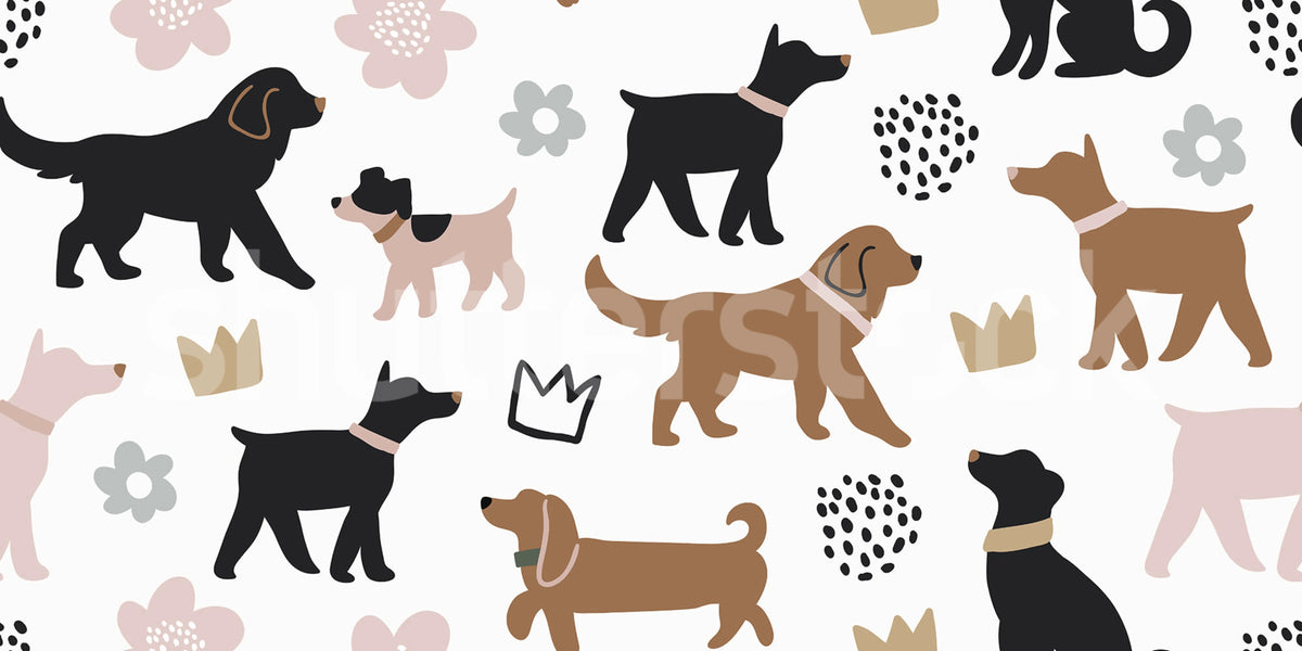 Dog Walk, Brown Mural Wallpaper - pure wallpaper artwork