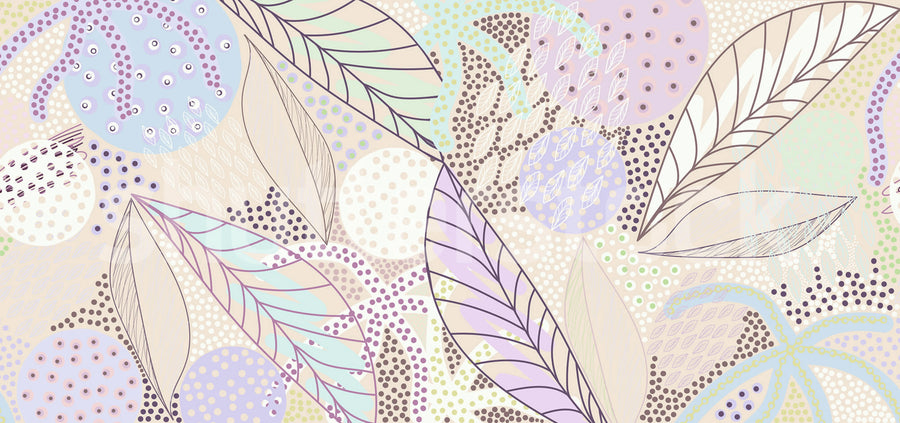 Artsy Leafs, Lilac Mural Wallpaper