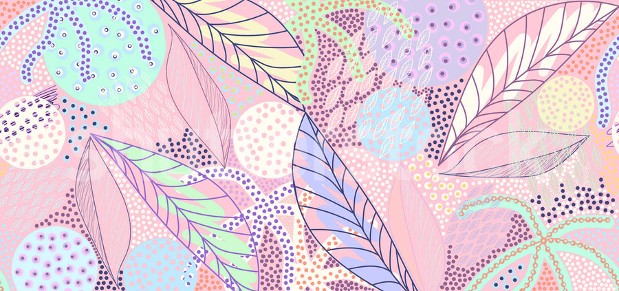 Artsy Leafs, Pink Mural Wallpaper
