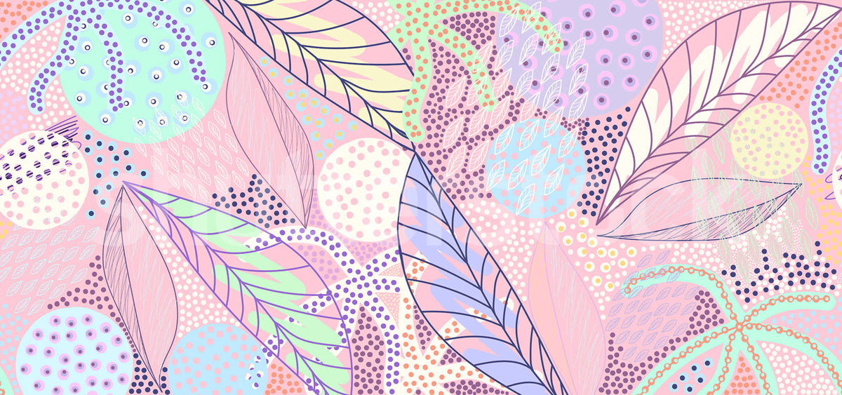 Artsy Leafs, Pink Mural Wallpaper - pure wallpaper artwork