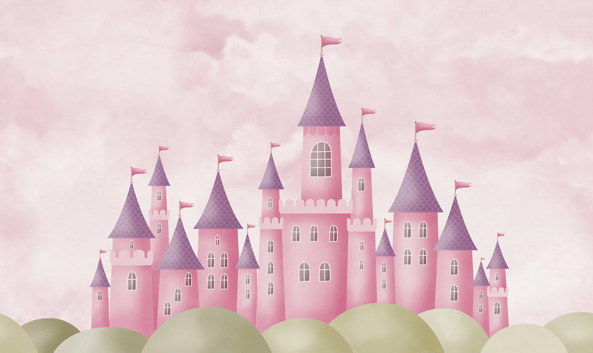 Dreamy Castle, Pink Mural Wallpaper - pure wallpaper artwork
