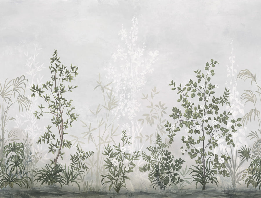 Chinoiserie Haze, Sage Green Mural Wallpaper