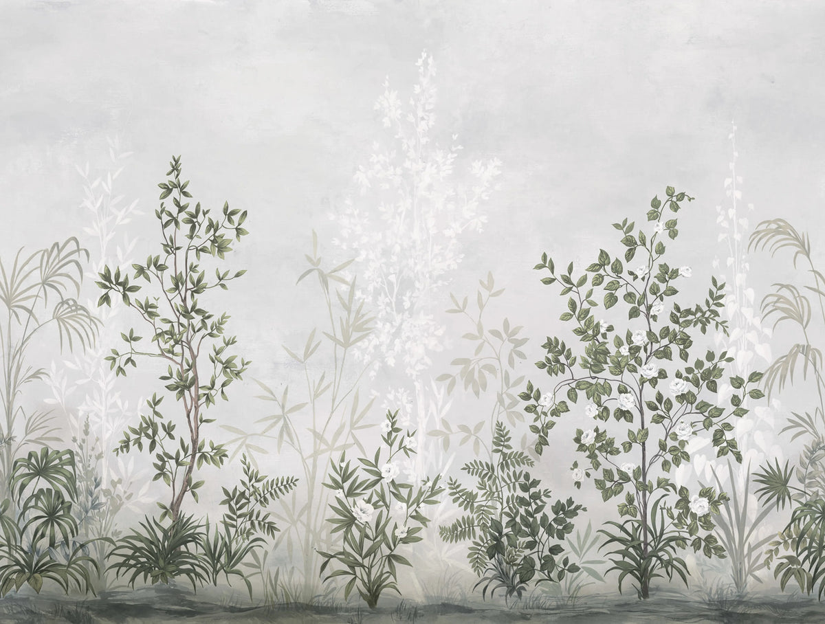 Chinoiserie Haze, Sage Green Mural Wallpaper - pure wallpaper artwork