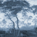 The Green Forest, Vintage Blue Mural Wallpaper - pure wallpaper artwork