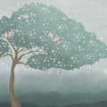 Windy Tree, Blue Mural Wallpaper - pure wallpaper artwork