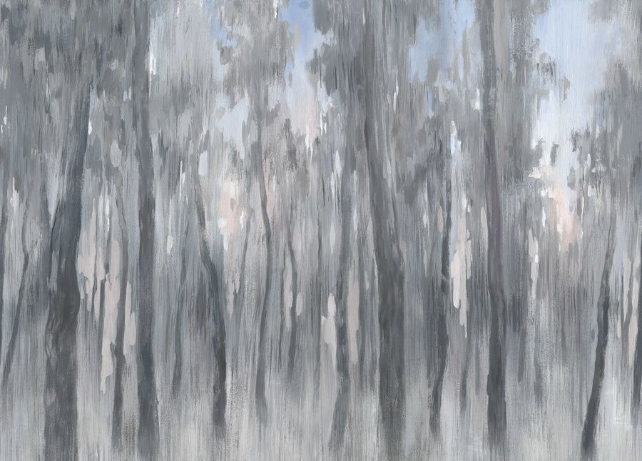 Morning Forest, Gray Mural Wallpaper
