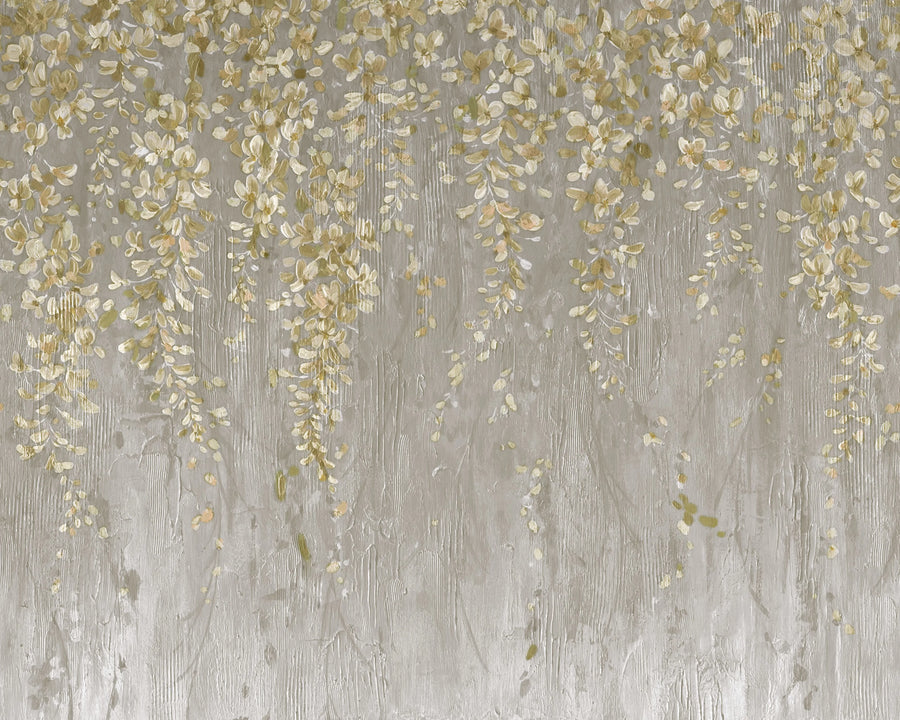 Draped Blossoms, Gold Mural Wallpaper