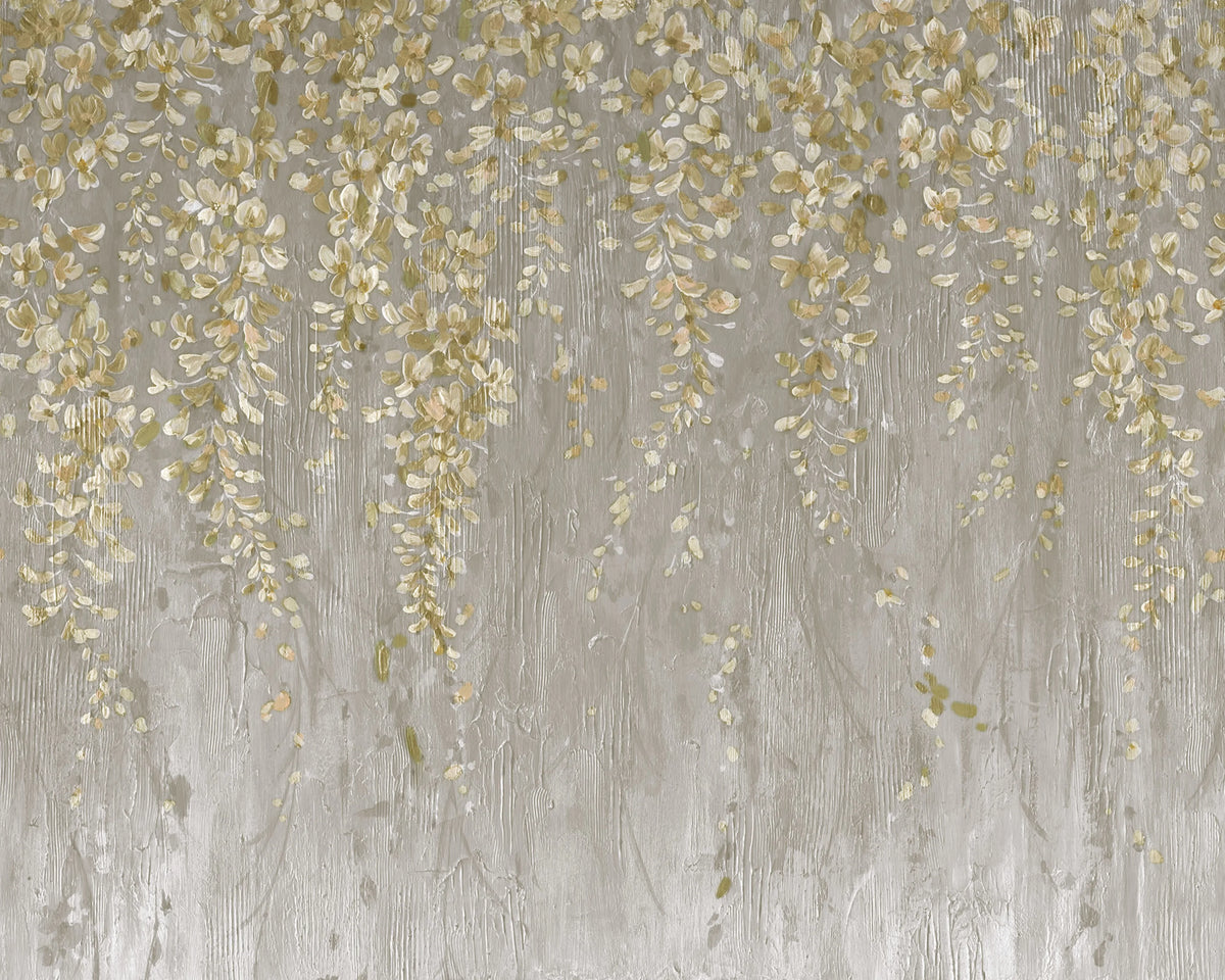 Draped Blossoms, Gold Mural Wallpaper - pure wallpaper artwork