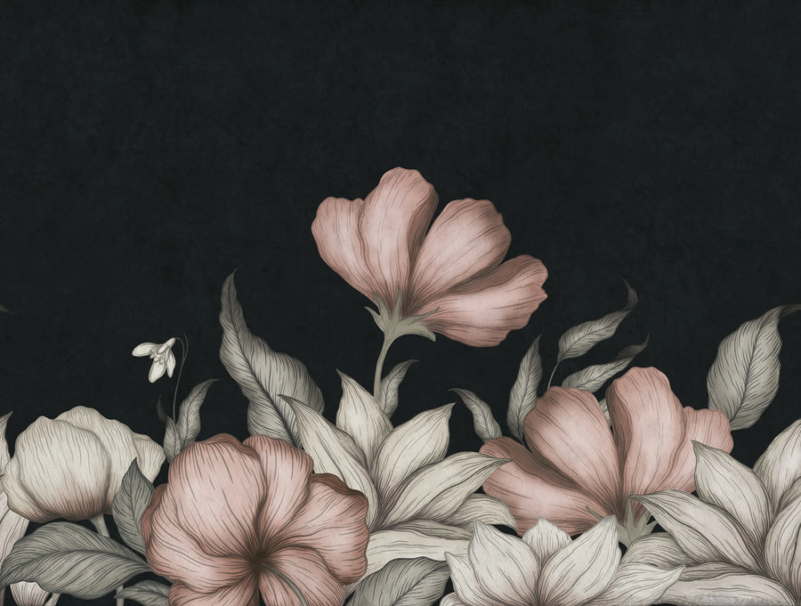 Floral Fantasy, Pink Mural Wallpaper