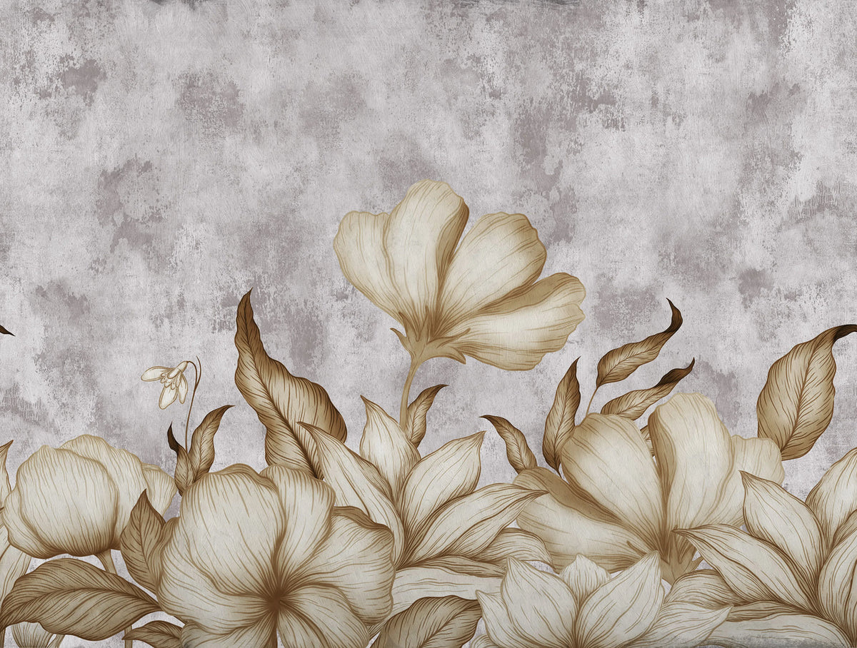 Floral Fantasy, Gray Mural Wallpaper - pure wallpaper artwork