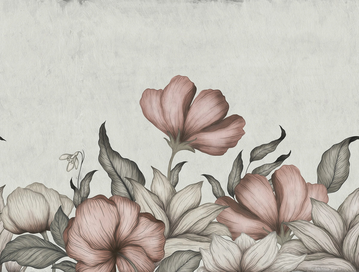 Floral Fantasy, Soft Pink Mural Wallpaper - pure wallpaper artwork