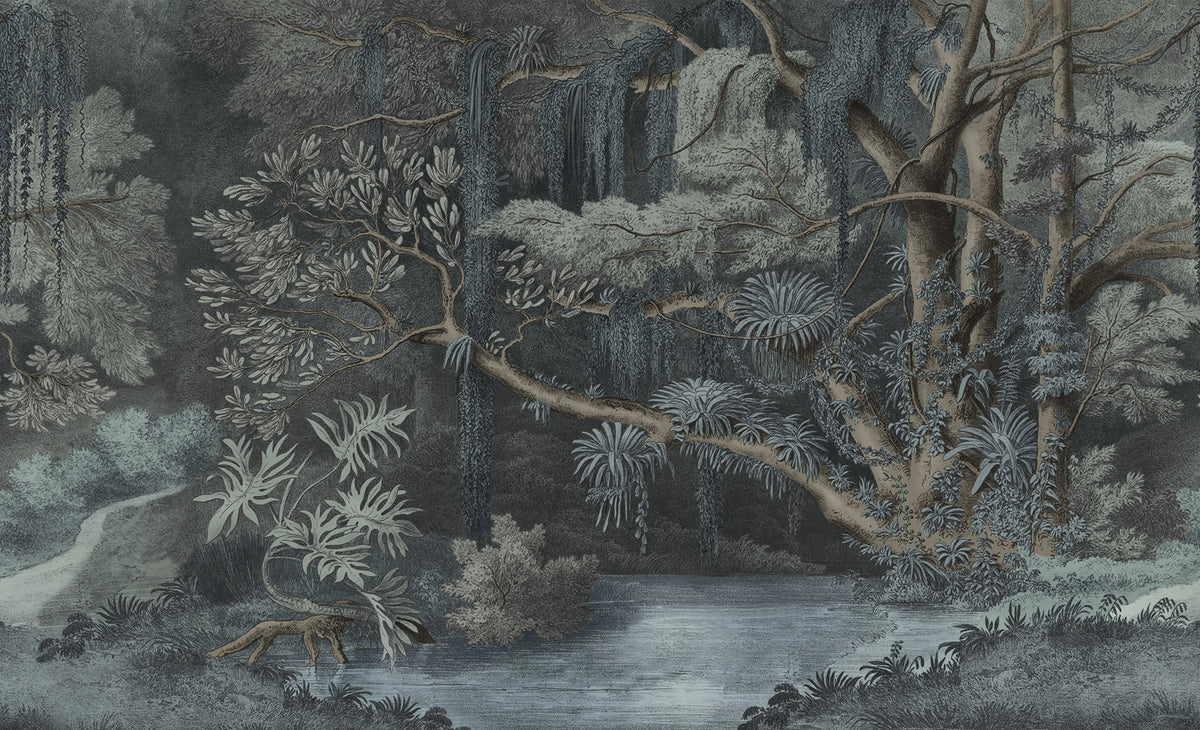 Secret Well Repeatable, Light Blue Mural Wallpaper - pure wallpaper artwork