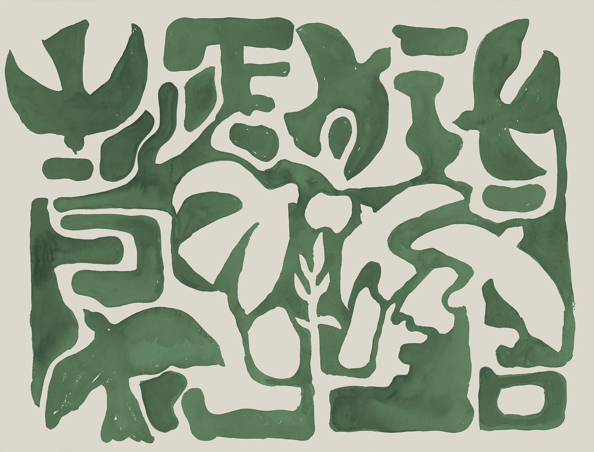 Harmony Forms, Green Mural Wallpaper - pure wallpaper artwork