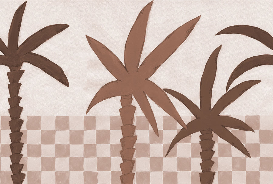 Palm Horizon, Light Brown Mural Wallpaper