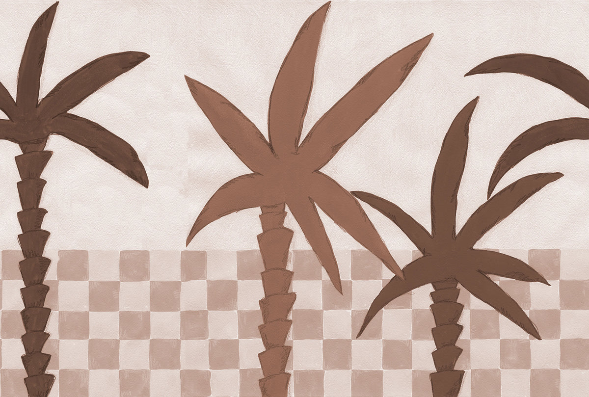 Palm Horizon, Light Brown Mural Wallpaper - pure wallpaper artwork