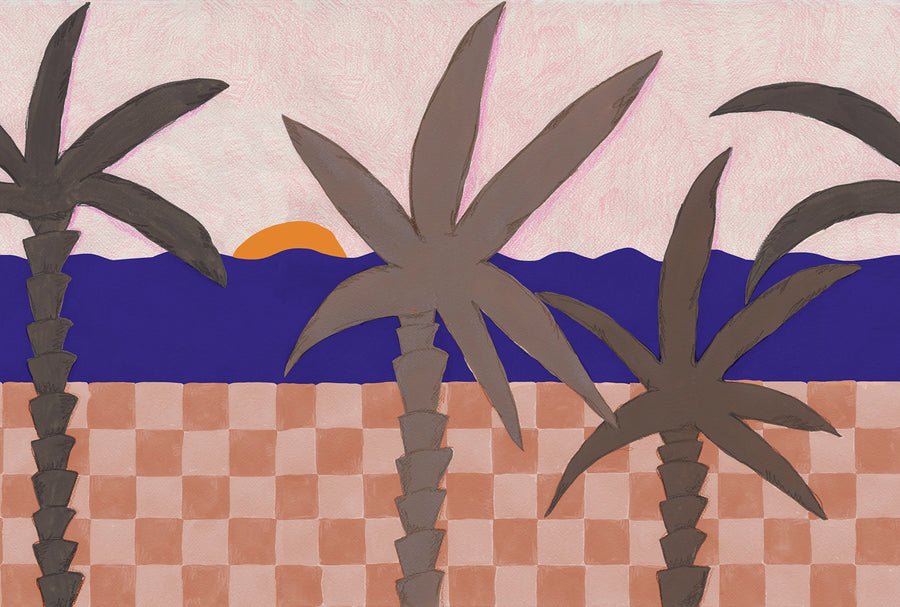 Palm Horizon, Sunset Mural Wallpaper