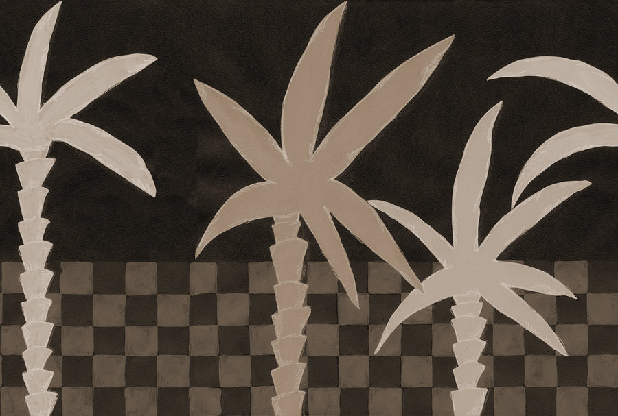Palm Horizon, Dark Brown Mural Wallpaper