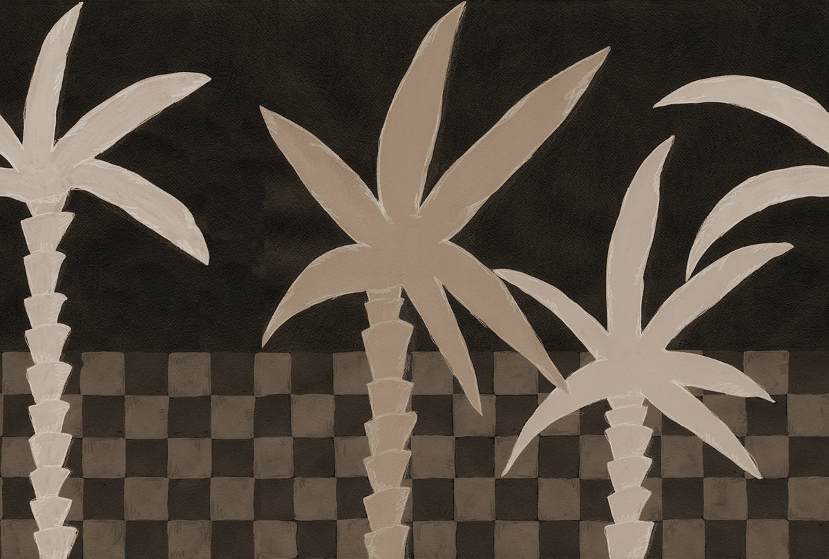 Palm Horizon, Dark Brown Mural Wallpaper - pure wallpaper artwork