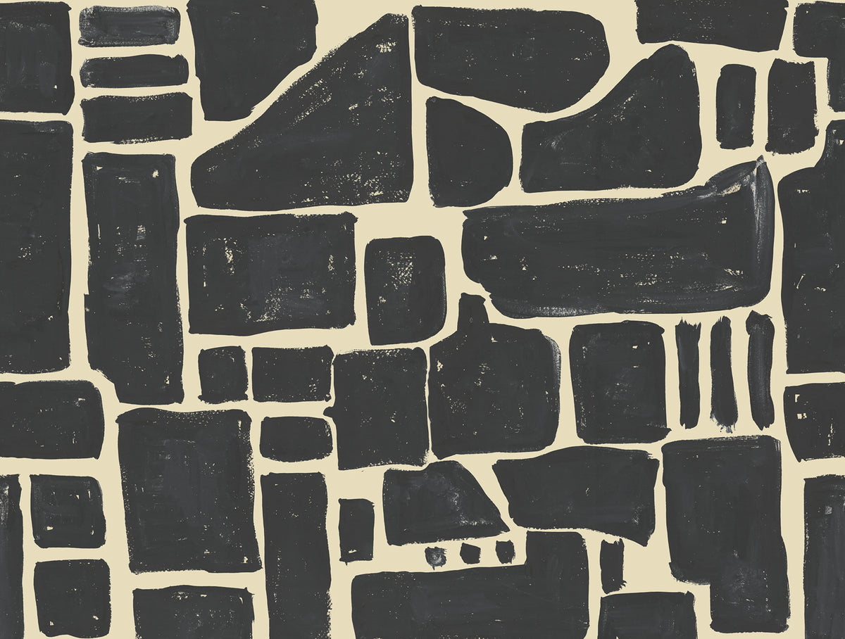 Block Print, Black Mural Wallpaper - pure wallpaper artwork
