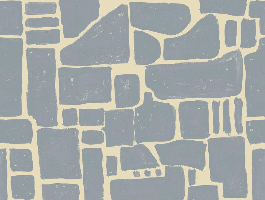 Block Print, Blue & Yellow Mural Wallpaper