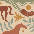 Emmas Horses, Red & Green Mural Wallpaper - pure wallpaper artwork