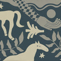 Emmas Horses, Blue Mural Wallpaper - pure wallpaper artwork