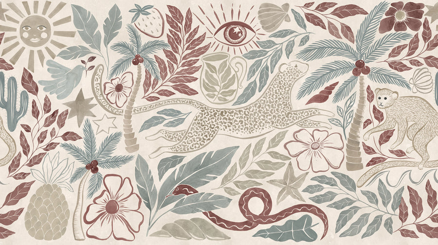 Midnight Tropics, Pastel Mural Wallpaper