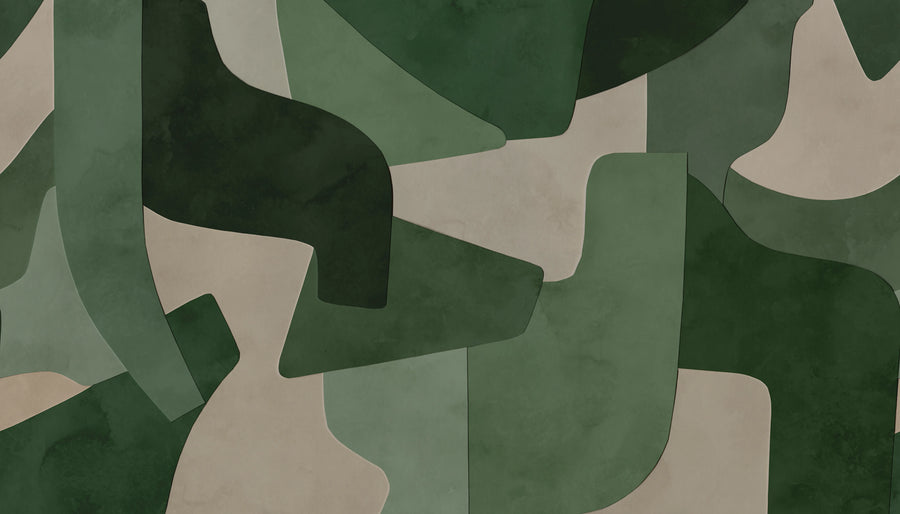 Serene Layers, Green Mural Wallpaper
