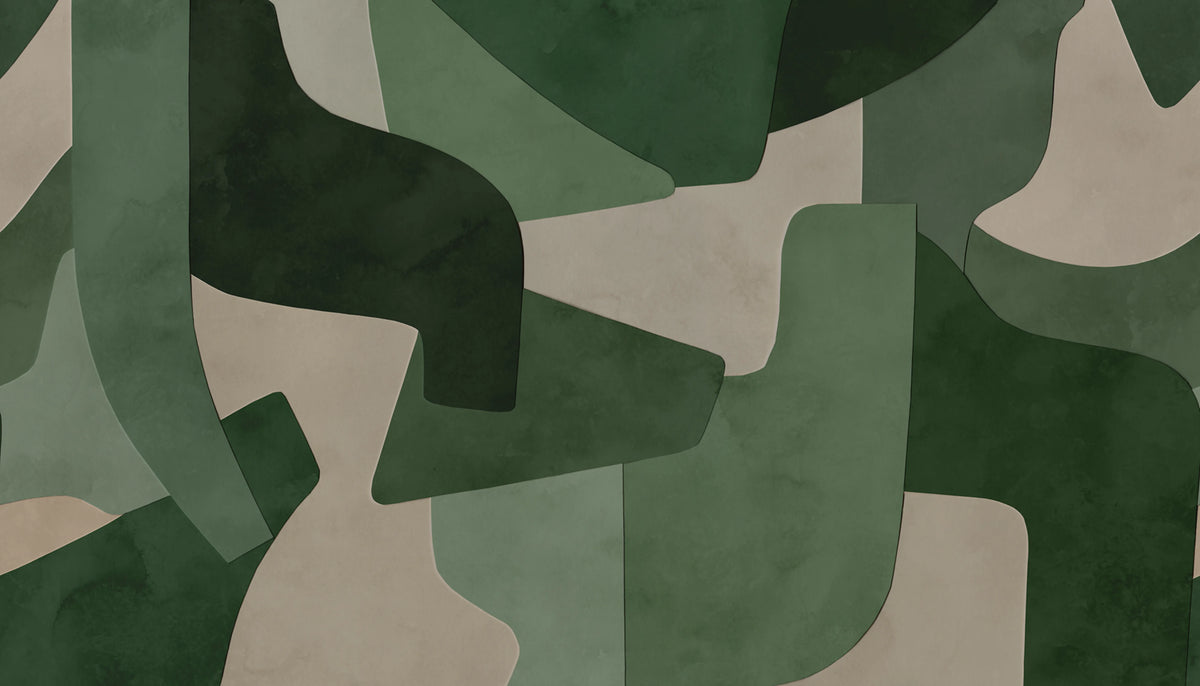 Serene Layers, Green Mural Wallpaper - pure wallpaper artwork