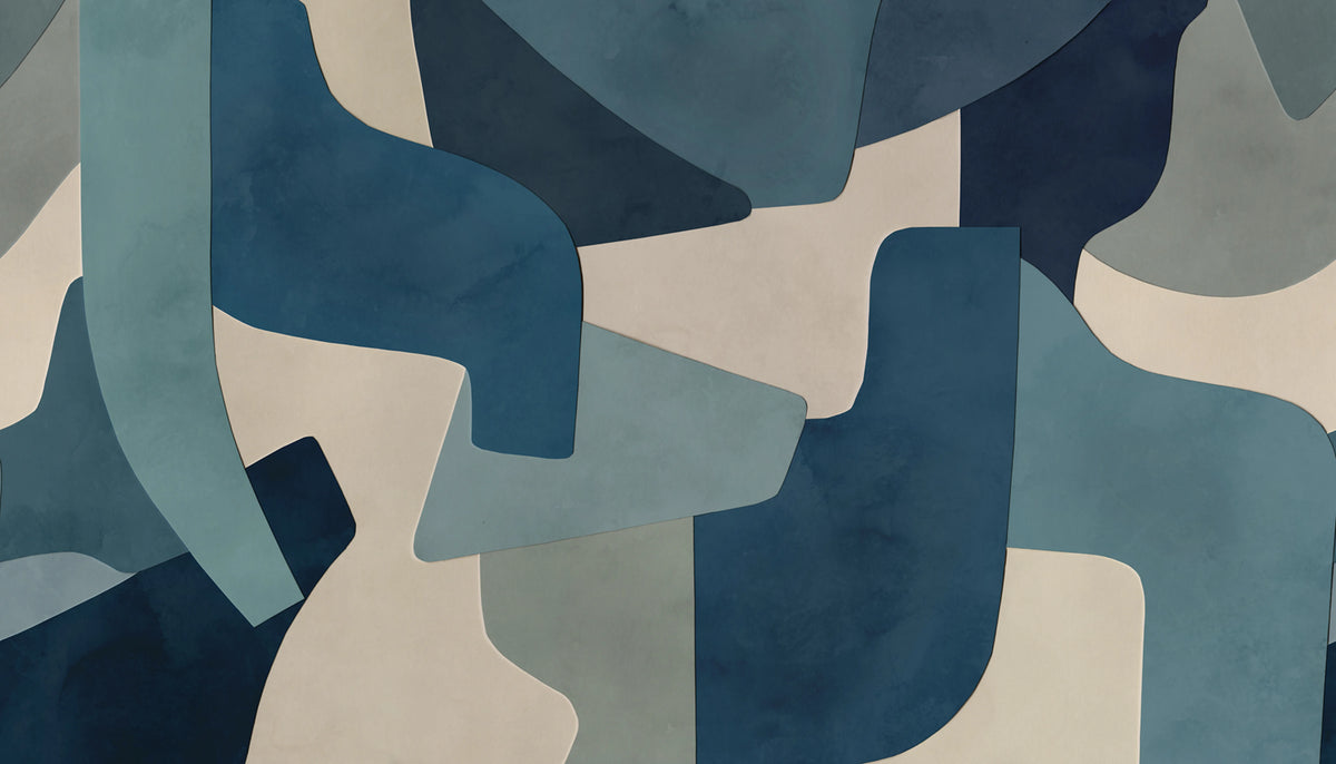 Serene Layers, Blue Mural Wallpaper - pure wallpaper artwork