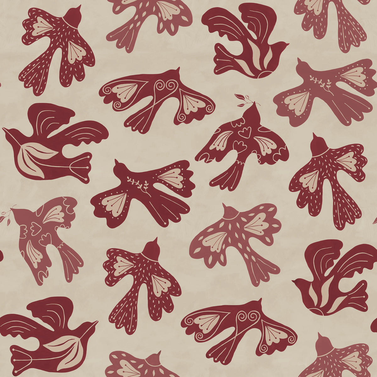 Dancing Wings, Red Mural Wallpaper - pure wallpaper artwork