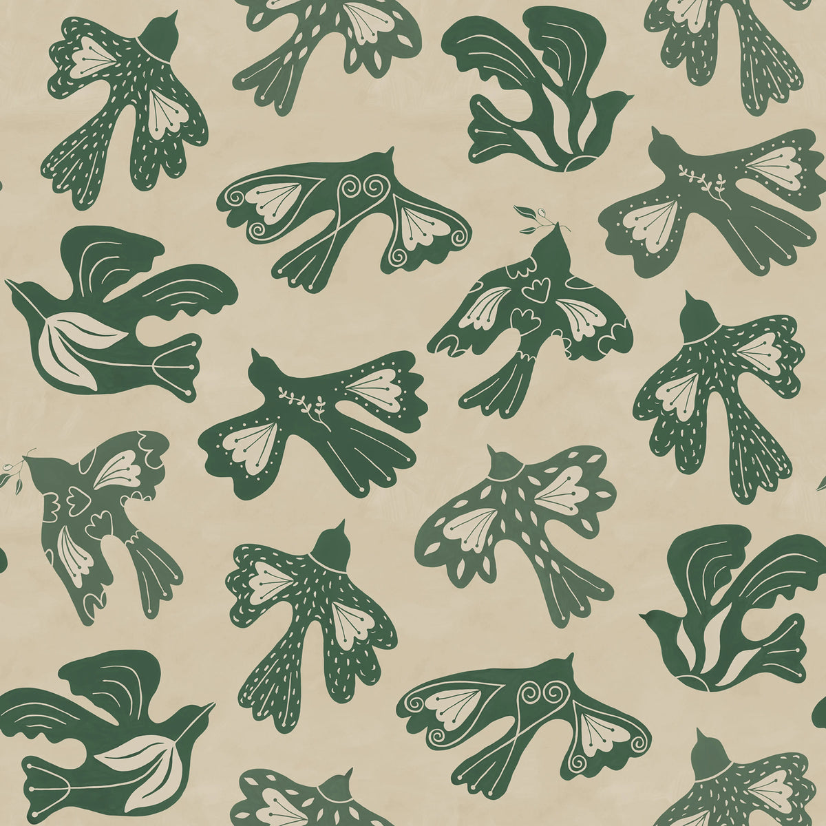 Dancing Wings, Green Mural Wallpaper - pure wallpaper artwork