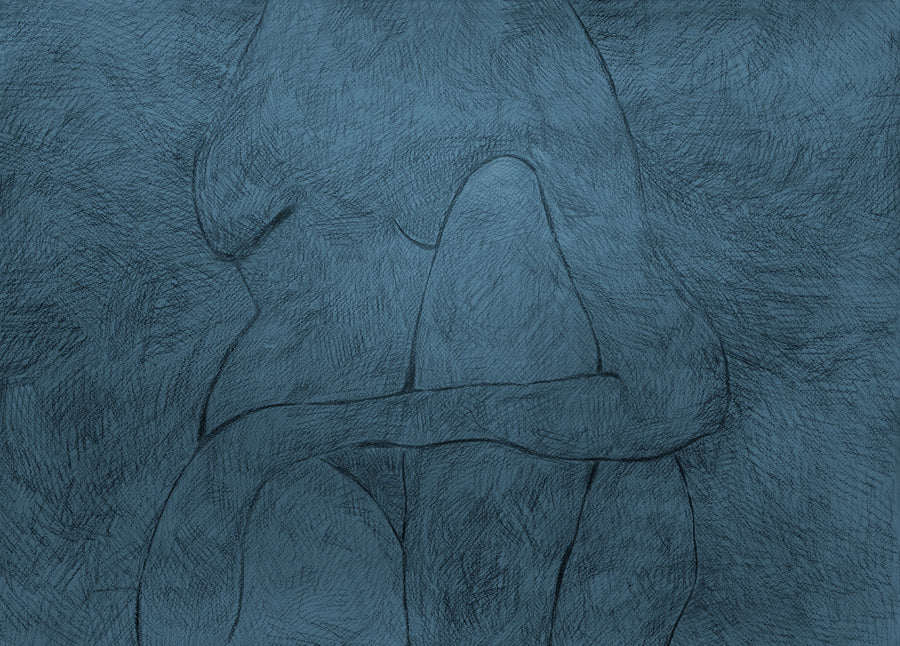 Subtle Figure, Blue Mural Wallpaper