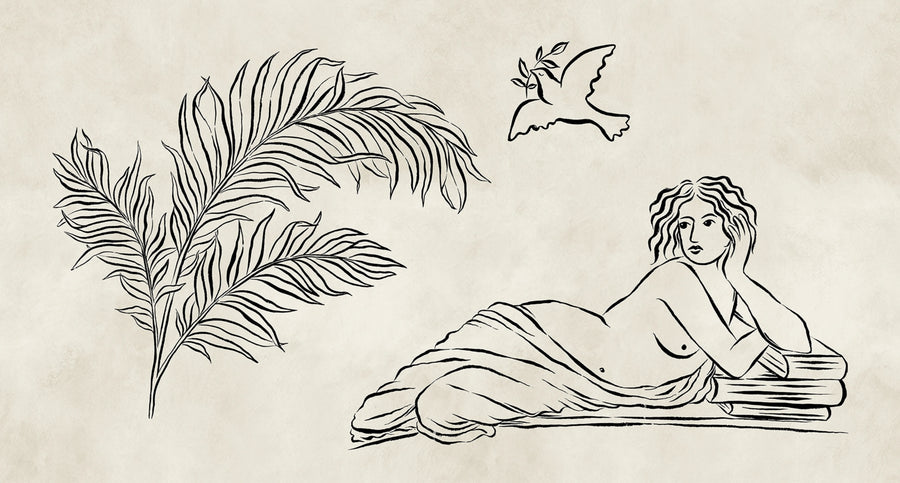 Antiquity, Black & White Mural Wallpaper