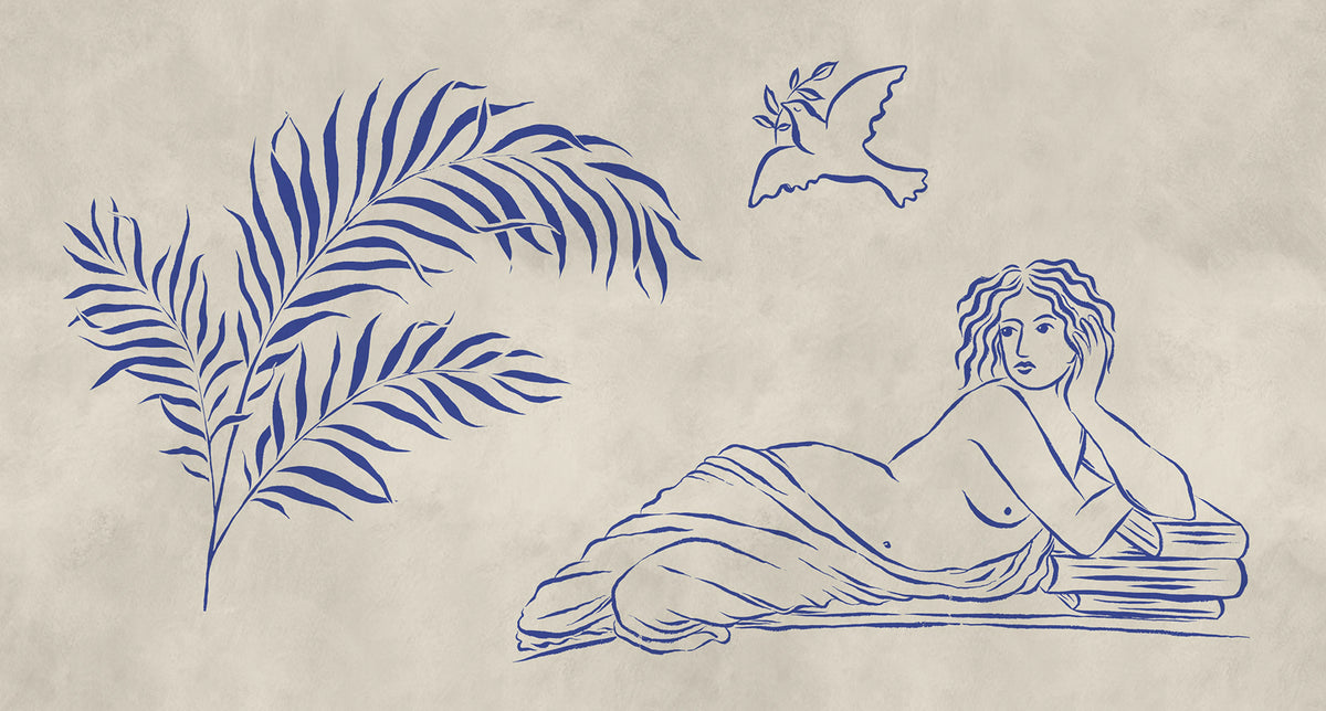 Antiquity, Blue Mural Wallpaper - pure wallpaper artwork